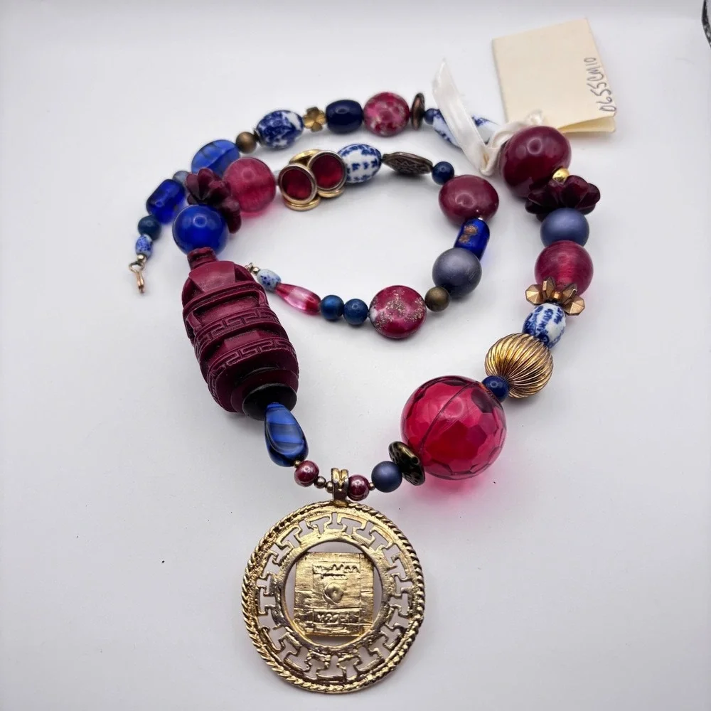 Vintage Cynthia Jean Statement Necklace Beaded Stones 27